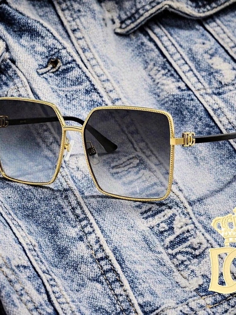 Dolce & Gabbana DG4279 Square Frame Sunglasses Black Gold New with Tags